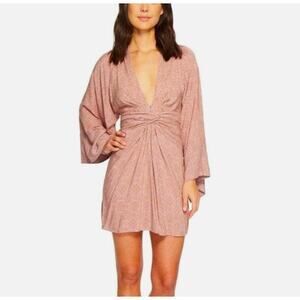 JEN'S PIRATE BOOTY Contessa Mini Dress Bell Sleeve Wrap Kimono Pink Extra Small